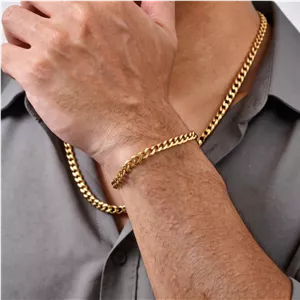 ست گردنبند و‌دستبند کارتیه تراش دار ضخیم