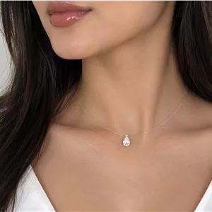 گردنبند نگین اشکی با بند نامریی