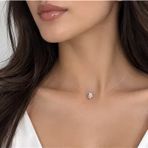 گردنبند نگین دایره با بند نامریی