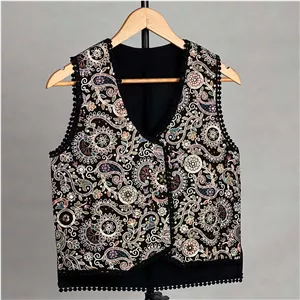 جلیقه زنانه مدل کتان سوزندوزی هندی کد AK1620