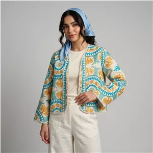 کت زنانه مدل لینن سوزندوزی هندی کد OM1640