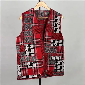 جلیقه زنانه مدل فوتر ترکیبی نوار دوزی کد AK1490