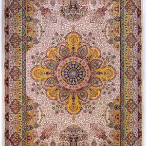 فرش ابریشم دستبافتگونه بارودا کد 5511 کرم - 60×40، 2 سال ضمانت کیفیت بارودا