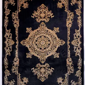 فرش ابریشم دستبافتگونه بارودا کد5519 مشکی - 70×50، 2 سال ضمانت کیفیت بارودا