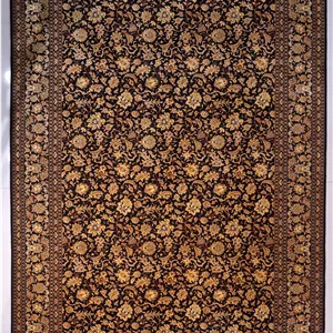 فرش ابریشم دستبافتگونه بارودا کد 5558 مشکی - 60×40، 2 سال ضمانت کیفیت بارودا