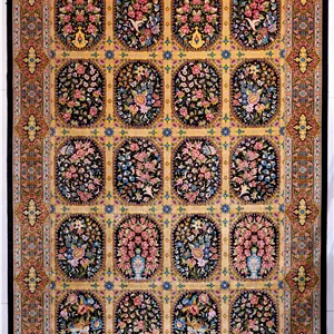 فرش ابریشم دستبافتگونه بارودا کد 5543 مشکی - 1.5×1، 2 سال ضمانت کیفیت بارودا