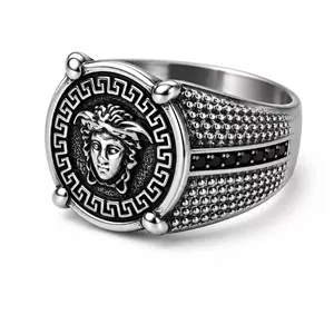 نگشتر مردانه استیل طرح مدوسا ورساچه مدل Silver Medusa