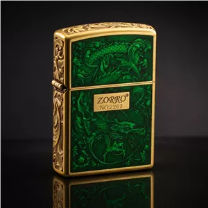 فندک بنزینی برند zorro بدنه فلزی طرح Divine Dragon سری ZK33