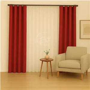 پرده مینیمال ترکیب حریر و کتان قرمز (پک دوخت مینمیال)
