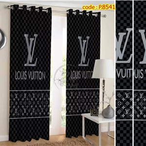 پرده آماده پانچ چاپی طرح لویی ویتون مشکی ۸۵۴۱  (تعداد پنل)