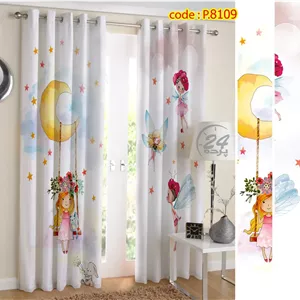 پرده آماده پانچ چاپی طرح فرشته P.8109