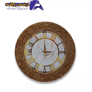 ساعت چوبی رزینی کار شده با سنگ کریستال