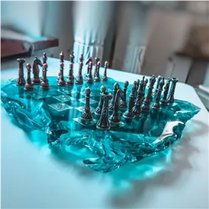 شطرنج رزینی دست ساز طرح مه‌آبی