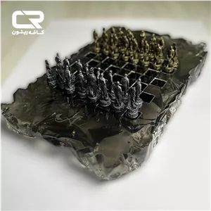 شطرنج رزینی لوکس شرکتی خاکستری با درج لوگوی اختصاصی