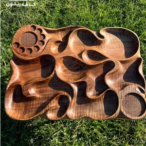 سینی مزه طرح کویر با چوب گردو