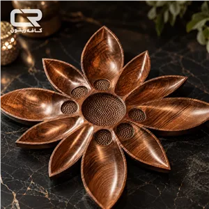 سینی مزه طرح نیلوفر با چوب گردو