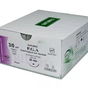 نخ بخیه ویکریل 24 عددی سوچرز P.G.A Surgical Sutures - سایز 4/0-نیدل26mm