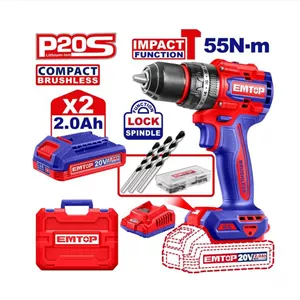 دریل شارژی براش‌لس 55 نیوتن‌متر EMTOP مدل ECIDL20558