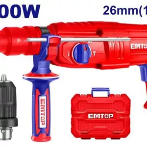 دریل بتن کن (روتاری چکش) 800 وات EMTOP مدل ERHRL802 – با سه‌نظام SDS Plus و سیستم دو سه‌نظام قابل تعویض