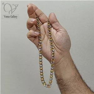 گردنبند استیل کارتیر دو رنگ طلایی، نقره ای کد 5866