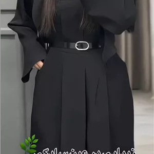 ست سه تیکه کت و اورال و کمربند ساره بیرونی و مجلسی زنانه درجه یک و شیک و پر فروش ، ست اورال و کت و کمربند سارا سوپر مازراتی گرم بالا شیک و جذاب مشکی