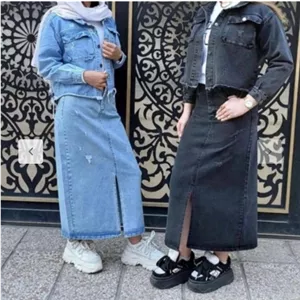 دامن جین چاک دار دخترانه ترک
