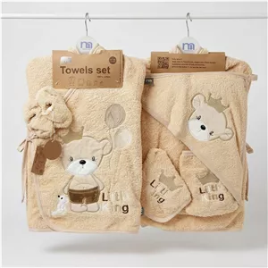ست حوله ۵ تکه نوزادی مادرکر (Mothercare) مدل کیمونو طرح پادشاه کوچولو | کانگومام