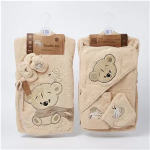 ست حوله ۵ تکه نوزادی مادرکر (Mothercare) مدل کیمونو طرح پو و پرنده | کانگومام
