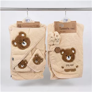ست حوله ۵ تکه نوزادی مادرکر (Mothercare) مدل کیمونو طرح خرس قهوه ای | کانگومام