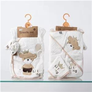 ست حوله ۵ تکه نوزادی مادرکر (Mothercare) مدل کیمونو طرح خرس پادشاه | کانگومام