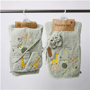 ست حوله ۵ تکه نوزادی مادرکر (Mothercare) مدل کیمونو طرح باغ وحش | کانگومام