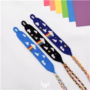 دستبند دوستی دخترانه طرح ابر رنگ مشکی و آبی