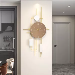ساعت دیواری مدرن فلزی و چوبی لاکچری دو رنگ H544