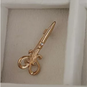 سنجاق سینه قیچی طلایی