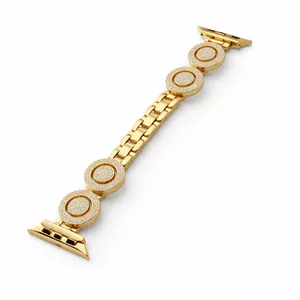 خرید بند زنانه استیل نگین‌دار اپل واچ مدل Stone‑Circle مناسب سایز 44mm | بند فلزی لوکس Apple Watch