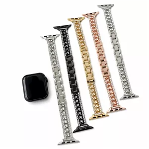 بند استیل زنجیر نگینی اپل واچ  مناسب سایز 45mm  لوکس، ضدزنگ، ۴ رنگ جذاب