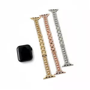 بند استیل زنجیر نگینی اپل واچ  مناسب سایز 42mm  لوکس، ضدزنگ، ۴ رنگ جذاب