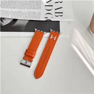 خرید بند چرم بافت‌دار اپل واچ46mm مدل هرمس (Hermes) | چرم پریمیوم در 6 رنگ