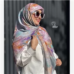 روسری طرح نازلی زنانه قواره بزرگ دور چرخ دوز مزونی رنگ ملیح شاد