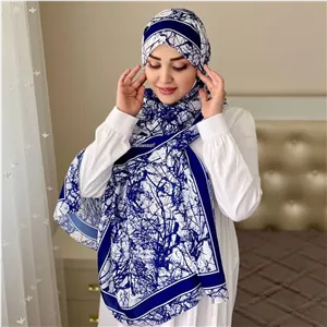 شال اسپرت سفید مشکی طرح دار زنانه | شیک و بهروز