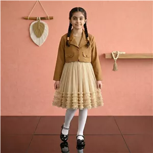 ست کت و سارافون دخترانه نسکافه ای مدل کبریتی و مازراتی