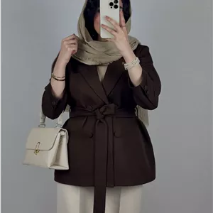 ست کت عروسکی مازراتی قهوه ای موکا و شلوار واید کرمی روشن دخترانه و زنانه مازراتی  بهاره💕عیدانه ترند نوروز