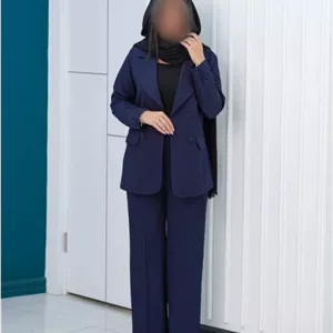 ست‌ کت و شلوار زنانه مازراتی رسمی کلاسیک سورمه ای و کرم استخوانی  بهاره💕عیدانه ترند نوروز امسال