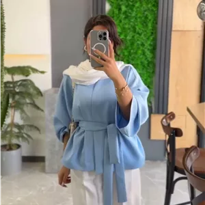 کت تک عروسکی زنانه آبی آسمانی/کت مازراتی زنانه/بهاره عیدانه