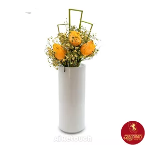 گلدان چینی زرین فرم اس با مارک زی