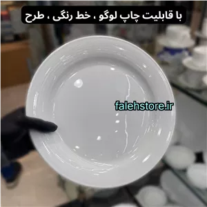 بشقاب پلوخوری چینی زرین گرد سفید 27 سانتی هتلی  6 عددی