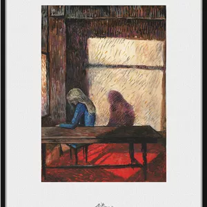 نقاشی تکنیک گواش روی کاغذ سایهٔ تنهایی Shadow of Solitude