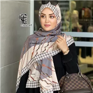 شال مجلسی نخ کاستوم طرح تسمه ای دور چرخ دوز قواره 70*200