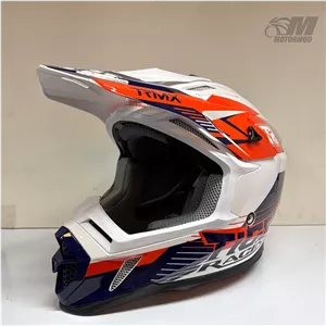 کلاه موتورسیکلت کراسی تایگر مدل Tiger XR Racing سفید قرمز سورمه ای