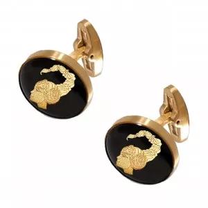 دکمه سر دست استیل  ورق طلا ماه آبان